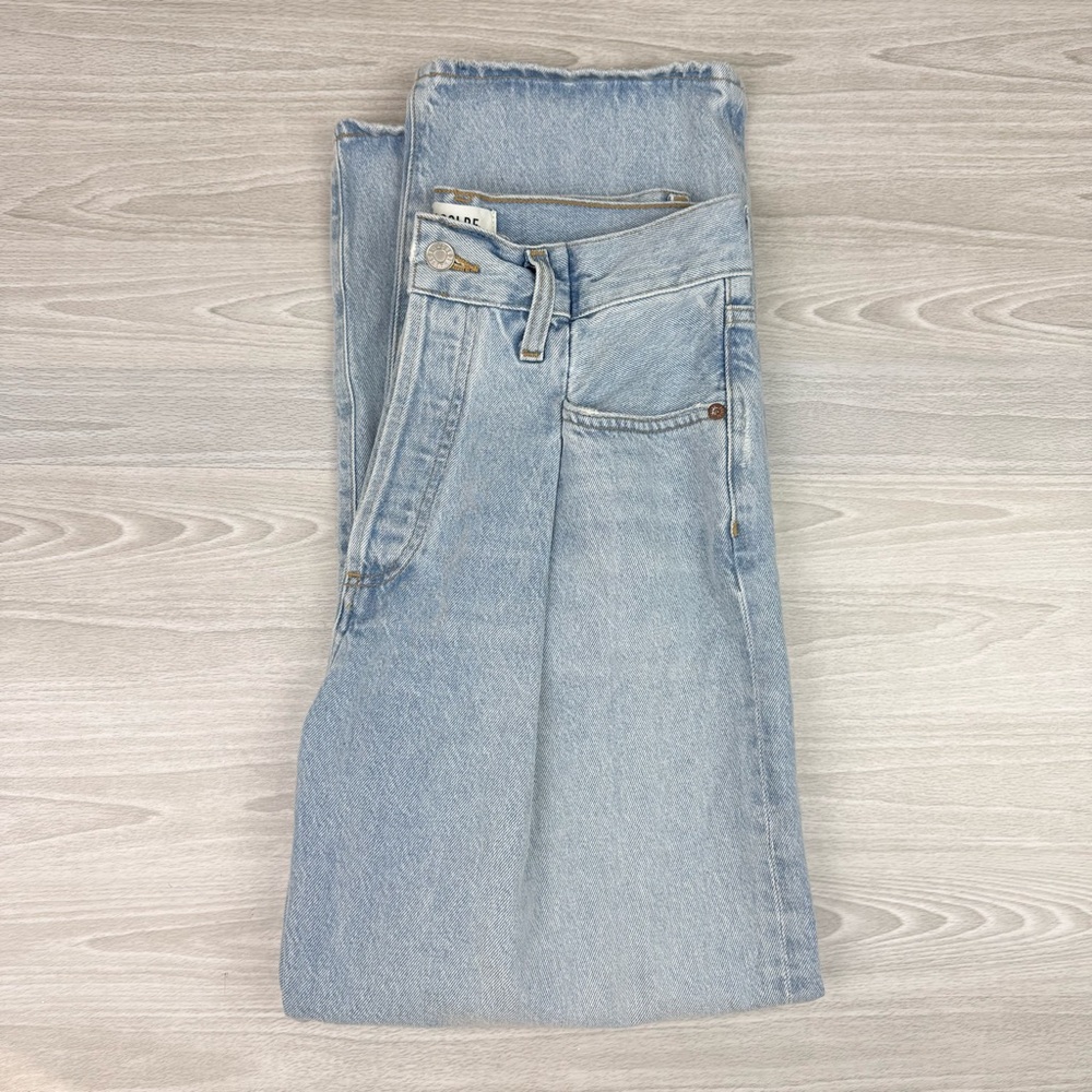 Agolde Fold Waistband Jean Straight Leg Size 26 Cotton Pleated - Picture 10 of 16